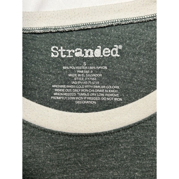 “Kale” Green Crew Neck Striped Sleeve Tee Women’s Small - Picture 4 of 4